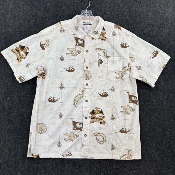 Columbia Other - Columbia River Lodge Shirt Men's XL White Pirate Treasure Map Nautical Print